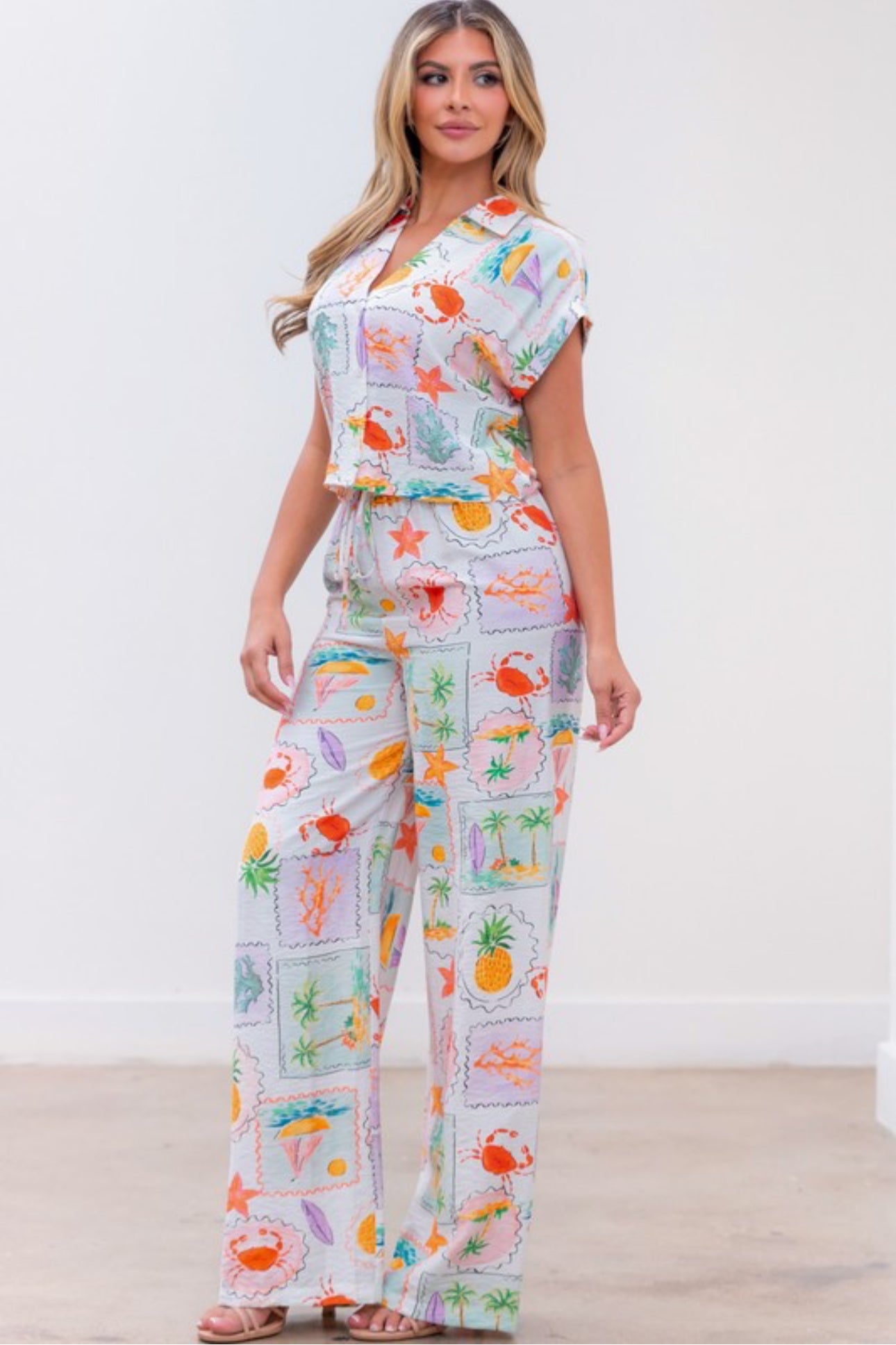 Set pantalón en Lino- Colorful