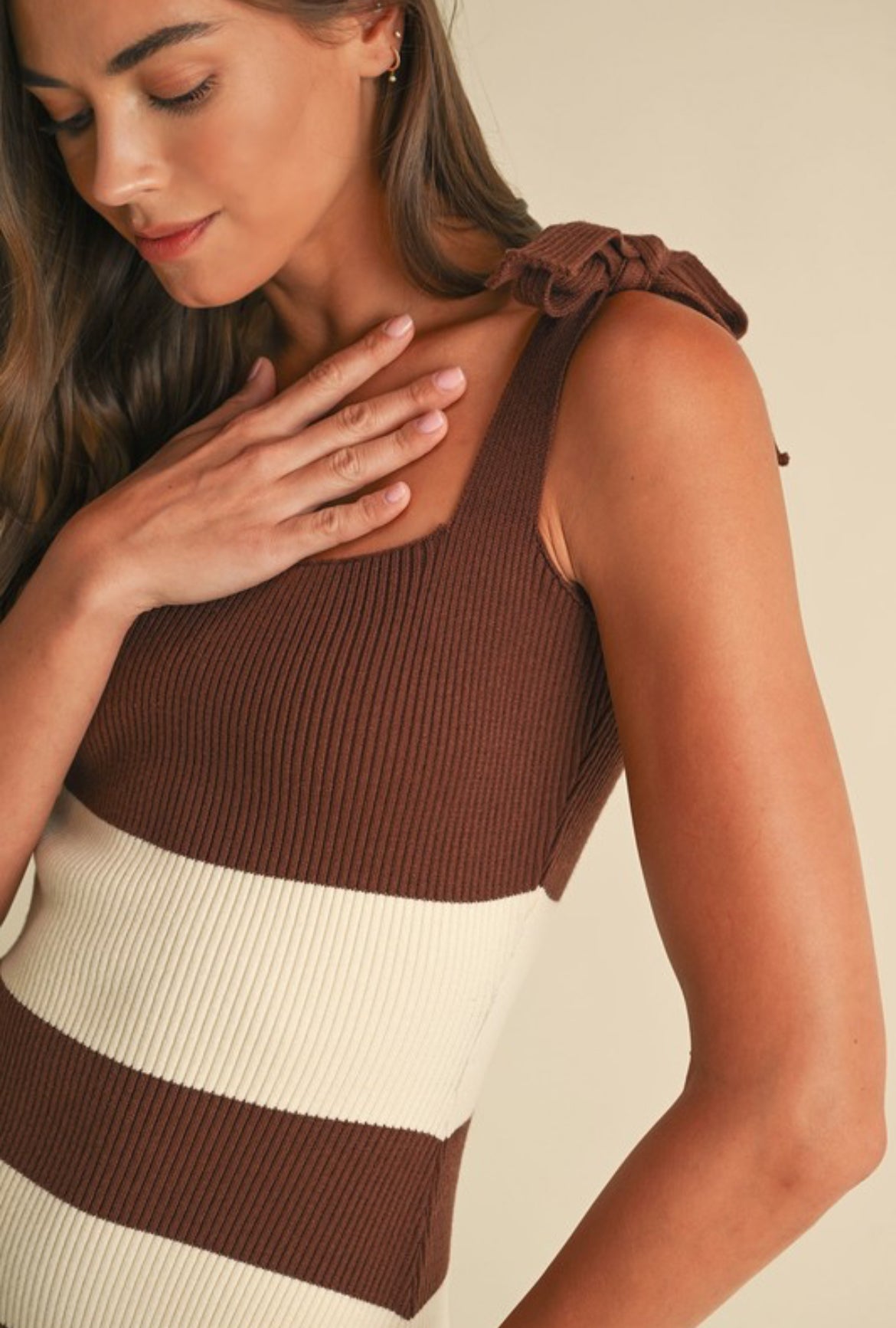 Striped Midi Dress with Bows – Feminine Charm