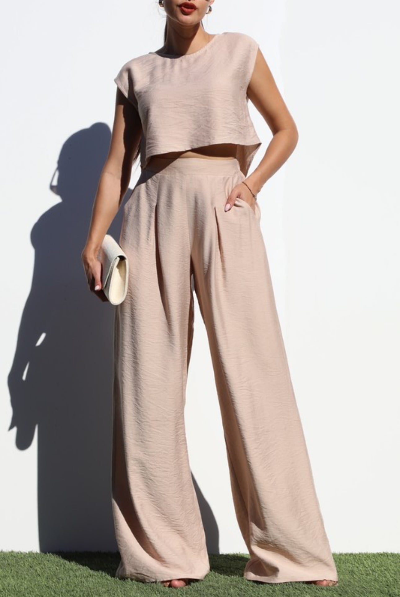 Palazo Pants Set - Beige Color