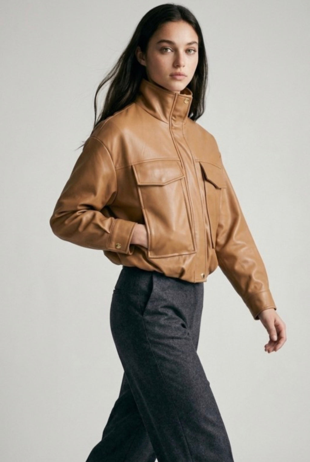 Crop Leather Jacket