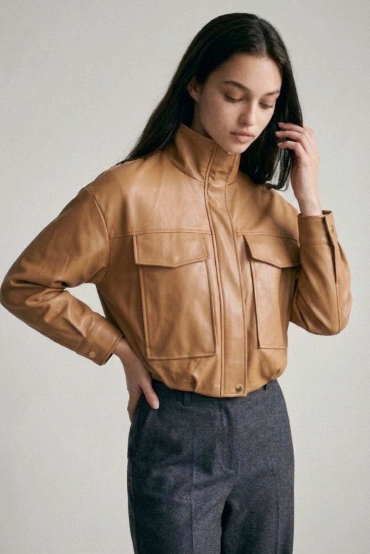 Crop Leather Jacket