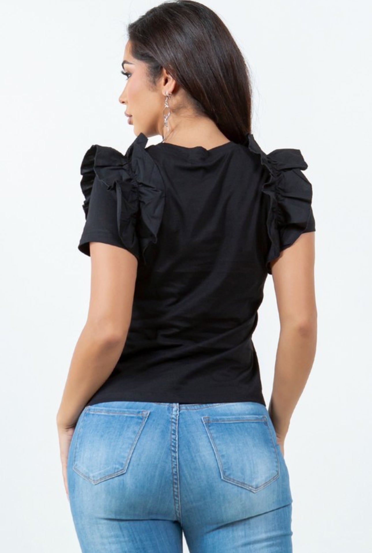 T-Shirt Mangas Cortas con Volantes
