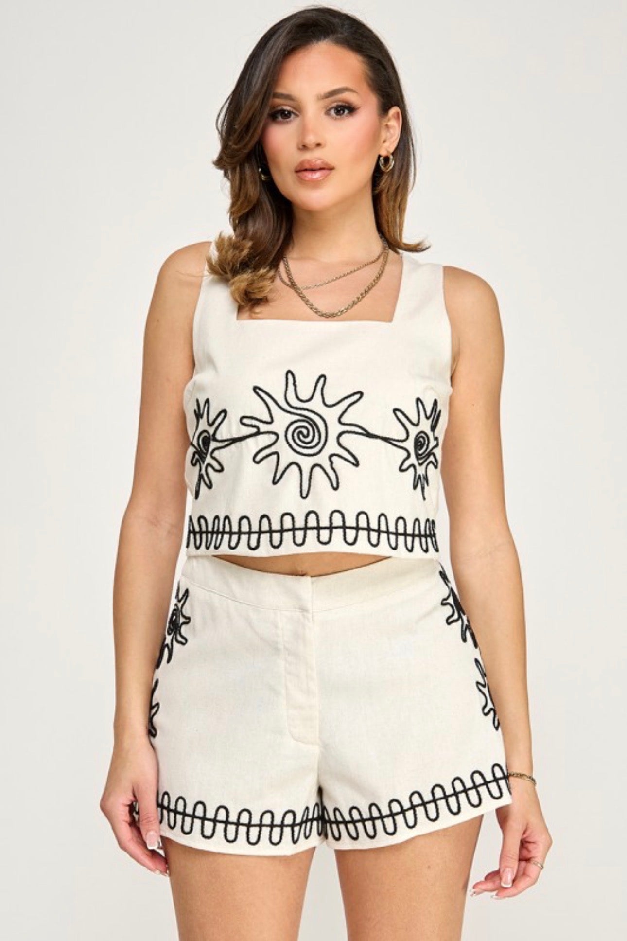 Sleeveless Lace Trim Detail Top & Pants Set