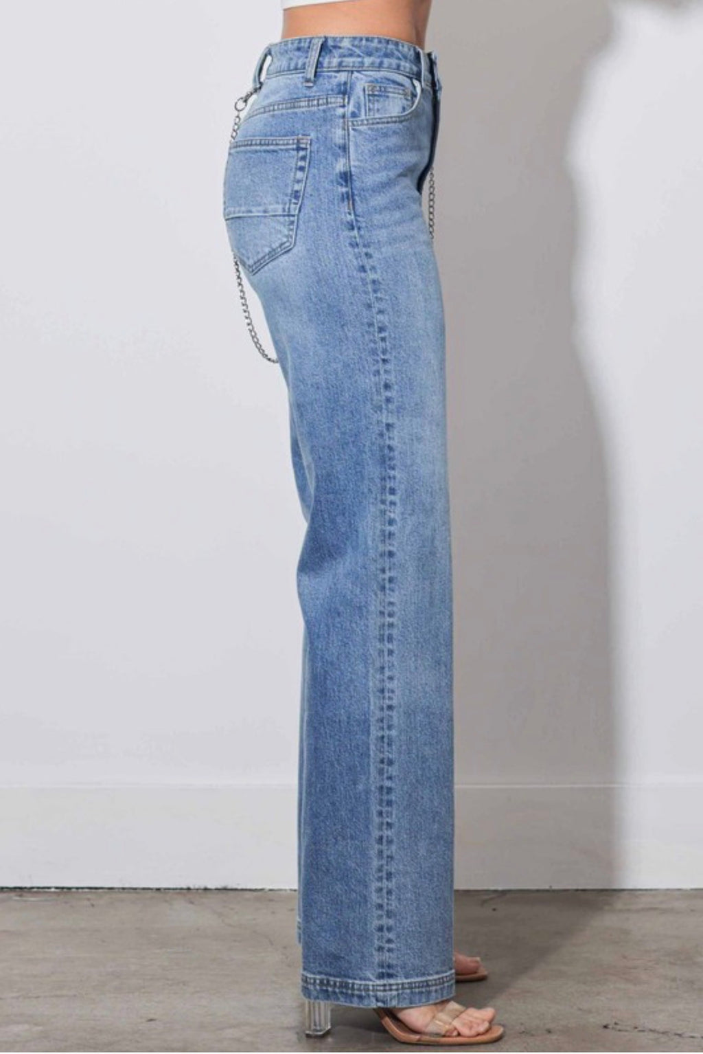 Straight Jeans With Metal Charm