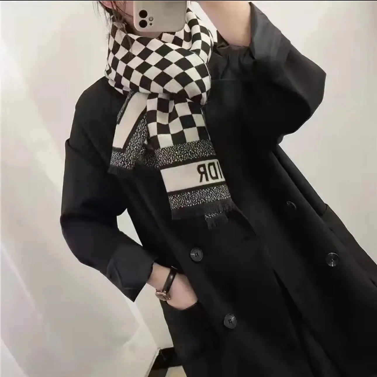 Bufanda imitación cashmere con diseño tablero ajedrez - Daya's Shop