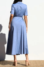 Vestido Camisero en Denim Cruzado – Wrap Denim Shirt Dress Daya's Shop