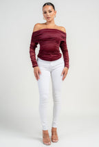 Top hombros descubierto ruchado - Mesh Top Daya's Shop