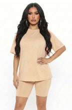 Loose Fit Oversize Shirt Top & Bike Shorts Set
