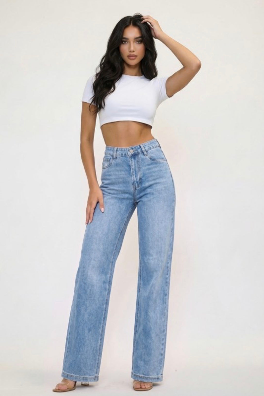 Straight Jeans With Metal Charm