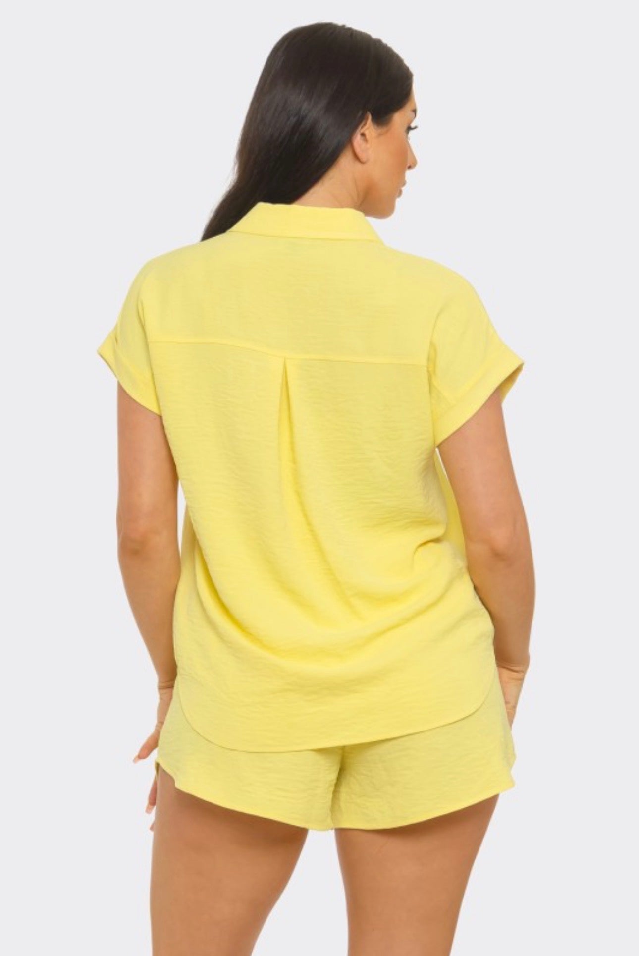 Front Button Down Flap Pockets Top & Shorts Set