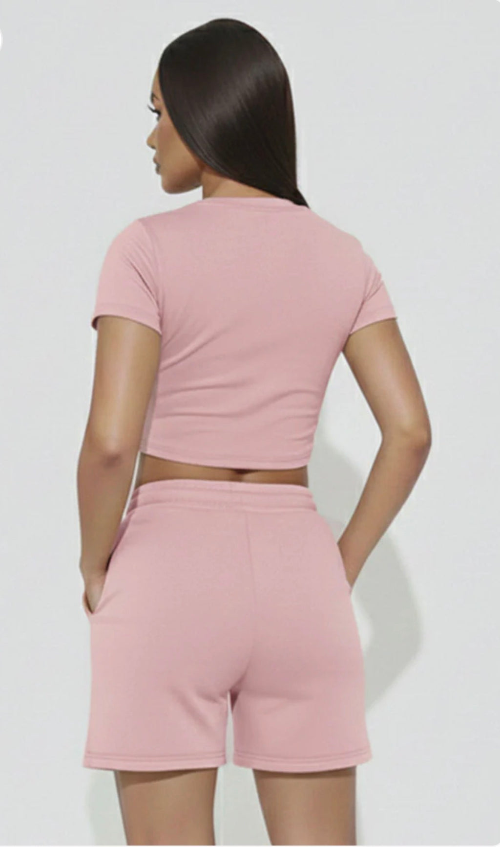 Fitted Crop Tee & Adjustable Drawstring Shorts Set
