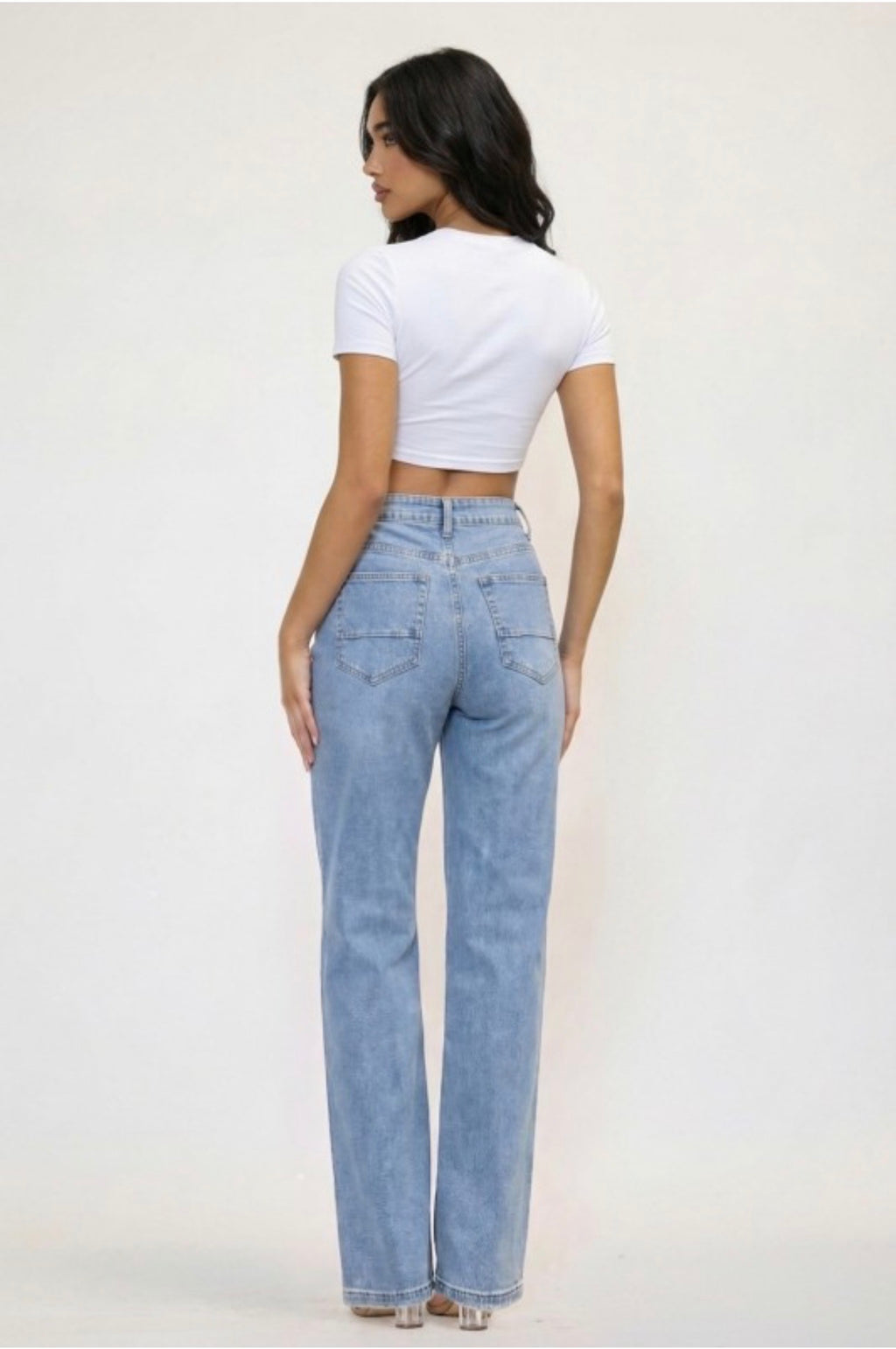 Straight Jeans With Metal Charm