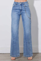 Straight Jeans With Metal Charm