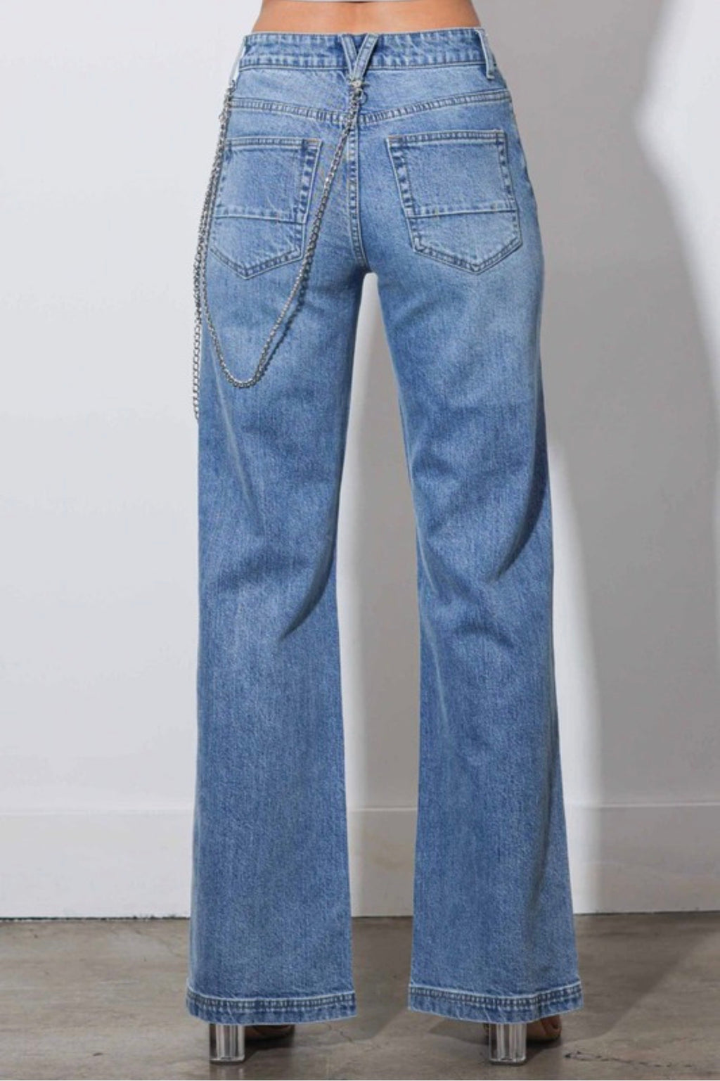Straight Jeans With Metal Charm
