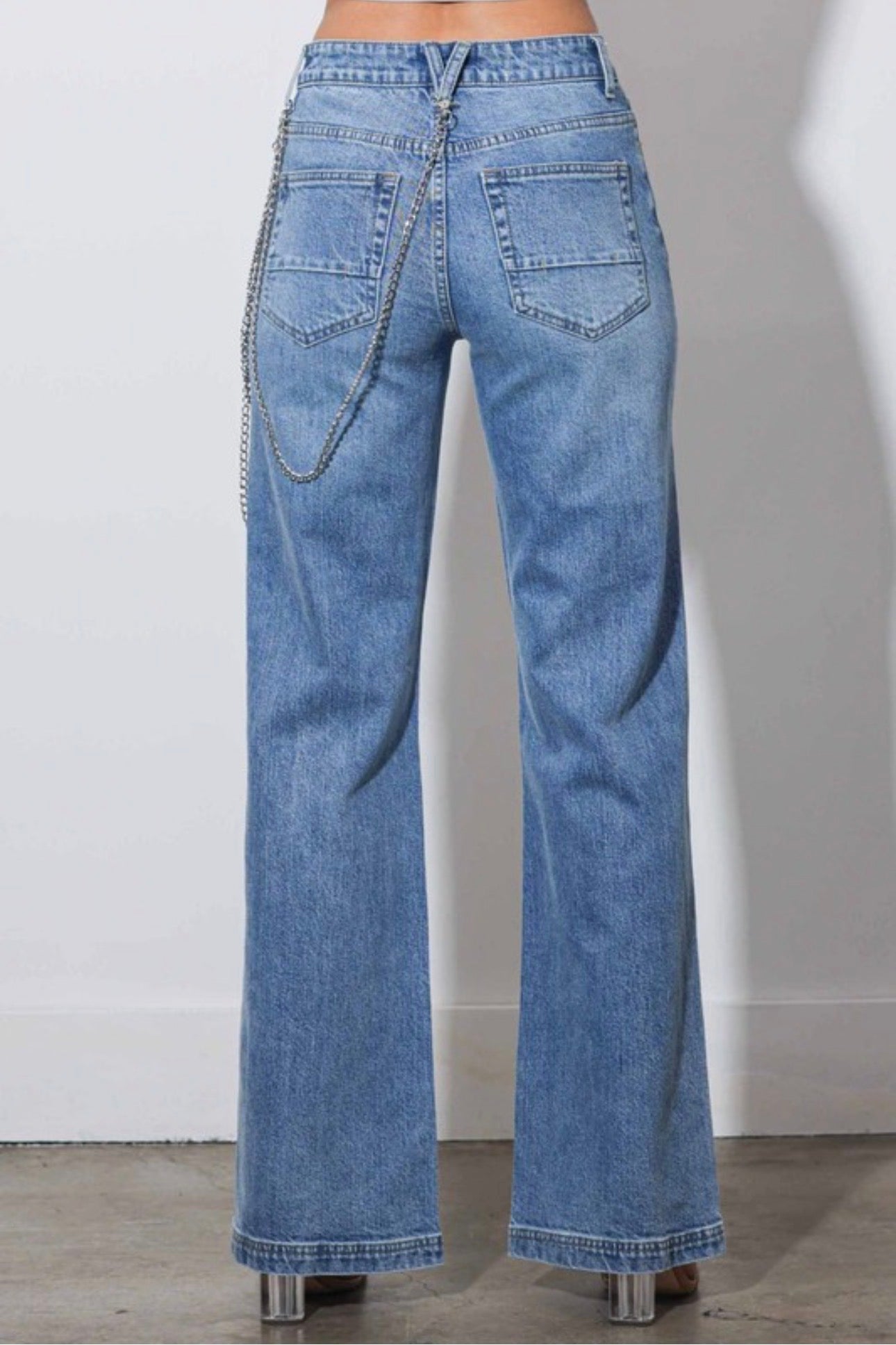 Straight Jeans With Metal Charm