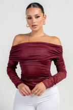 Top hombros descubierto ruchado - Mesh Top Daya's Shop