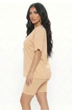Loose Fit Oversize Shirt Top & Bike Shorts Set
