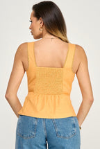 Sleeveless Lace Insert Neck Detail Top