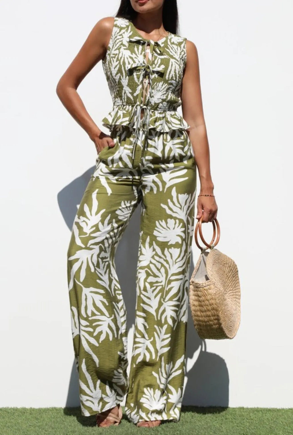 Set Palazo de Lino- Estmapado Daya's Shop