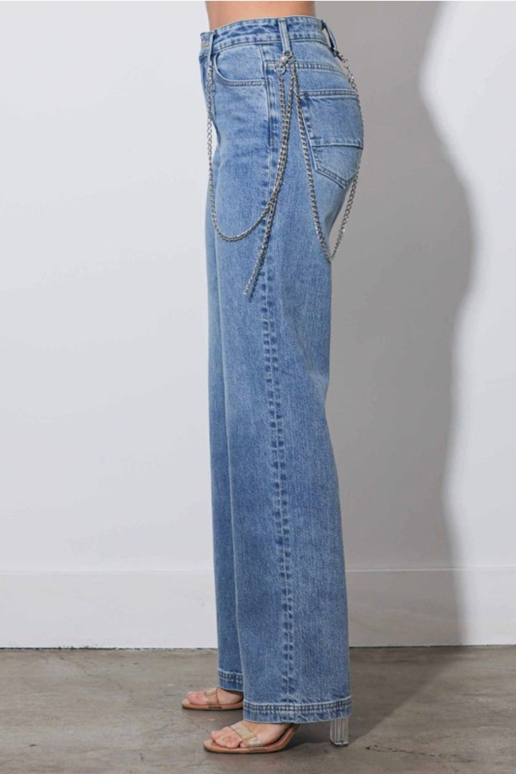 Straight Jeans With Metal Charm