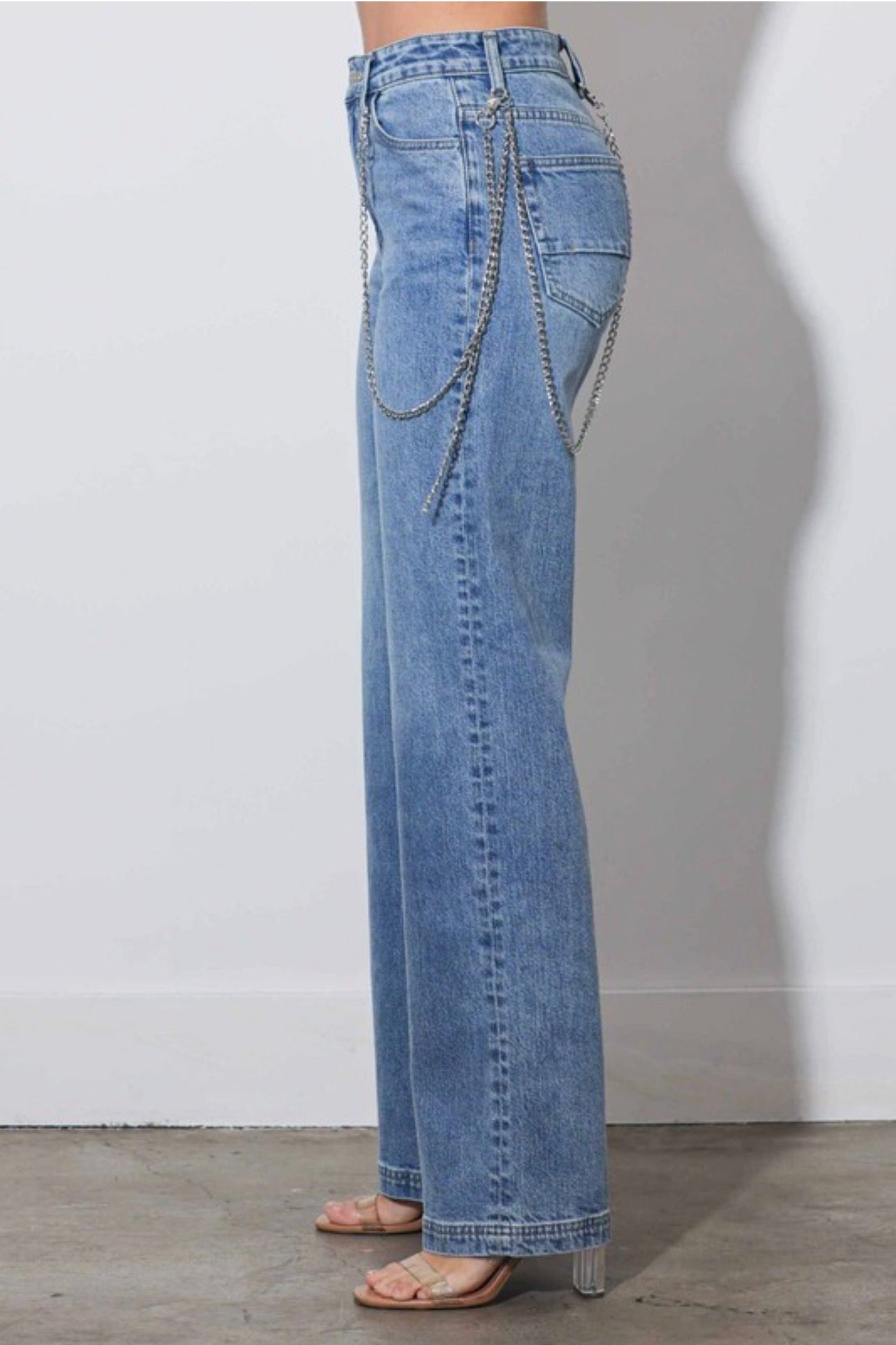 Straight Jeans With Metal Charm