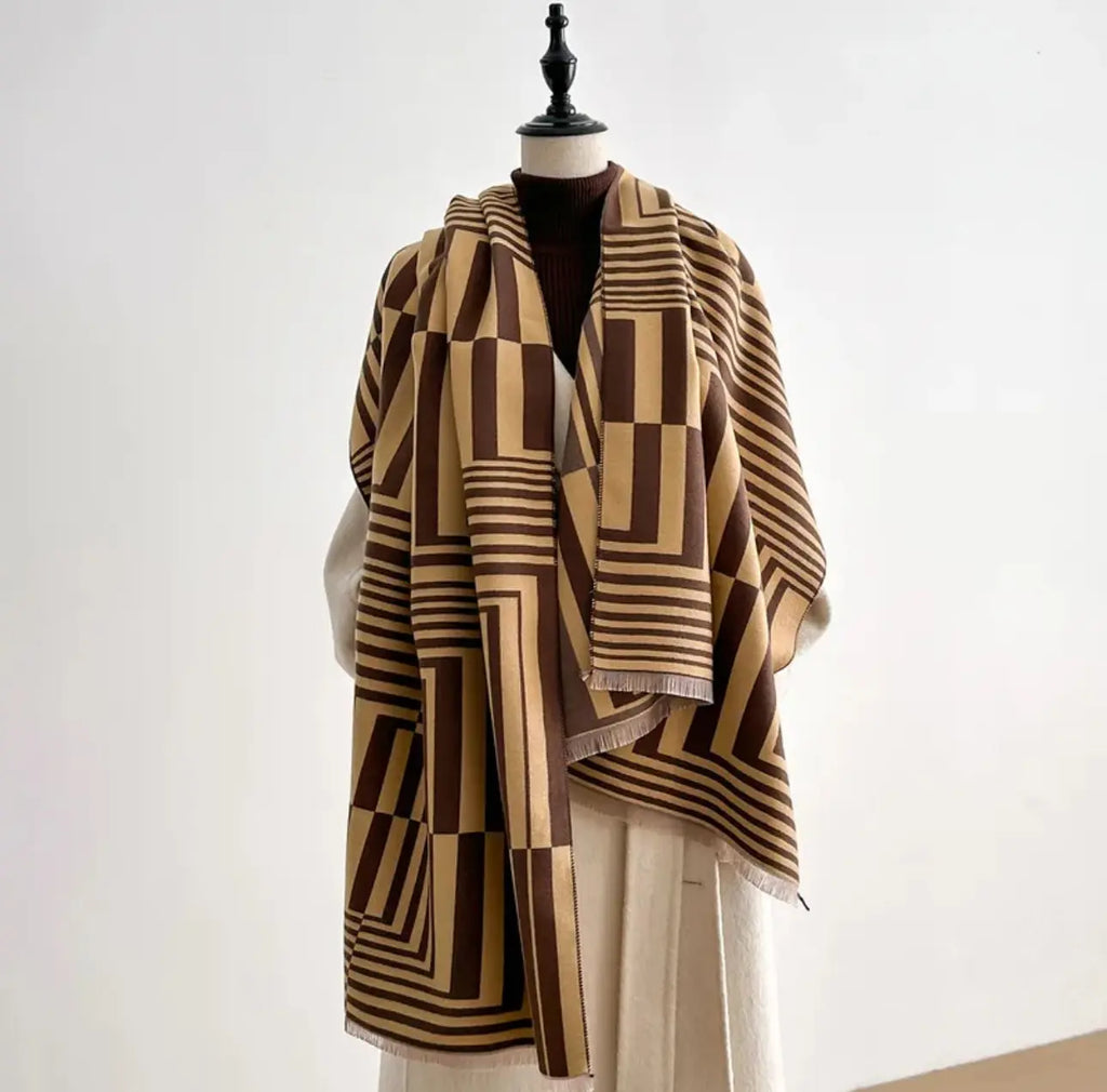 Bufanda a Rayas Gruesa doble cara- Cashmere - Daya's Shop