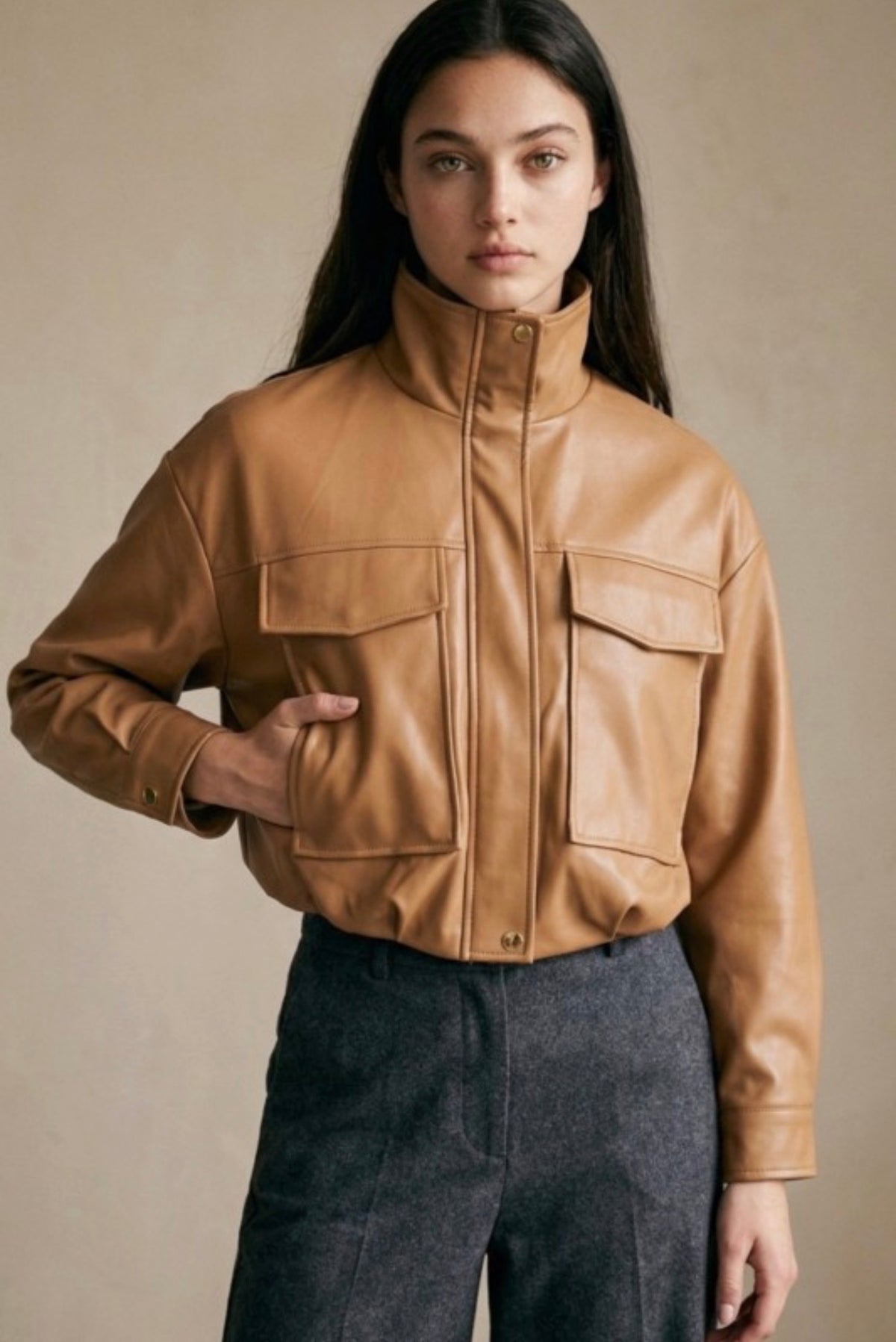 Crop Leather Jacket