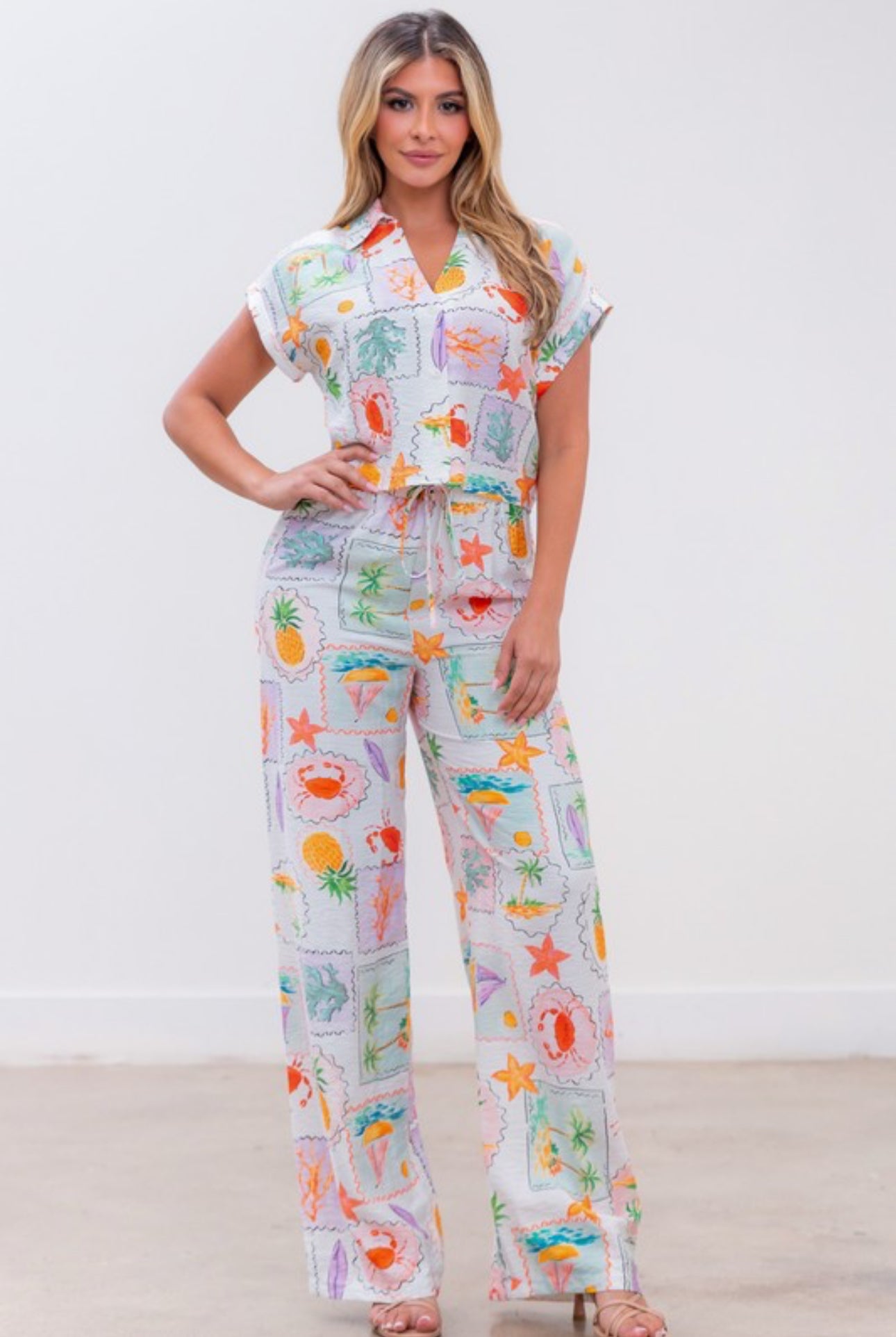 Set pantalón en Lino- Colorful