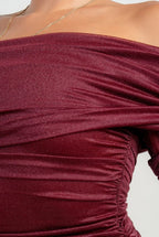 Top hombros descubierto ruchado - Mesh Top Daya's Shop