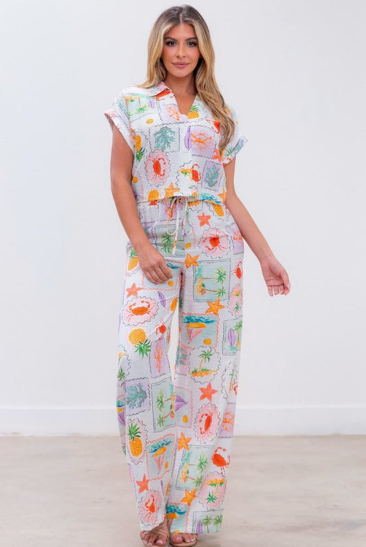 Set pantalón en Lino- Colorful
