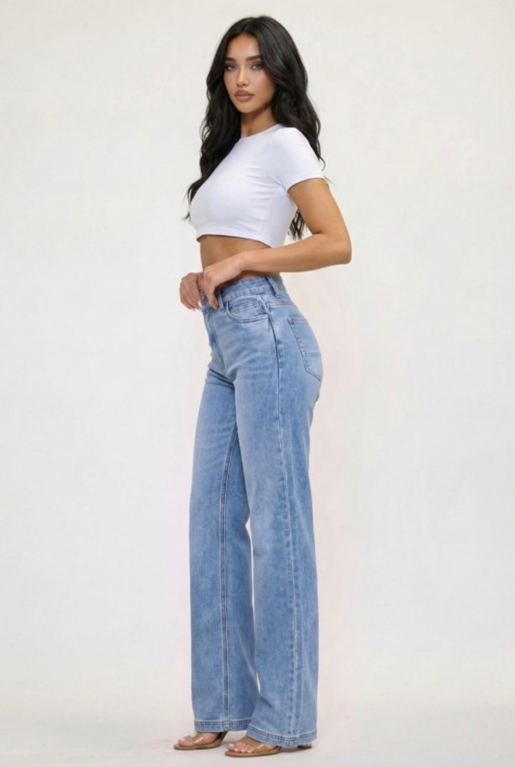 Straight Jeans With Metal Charm