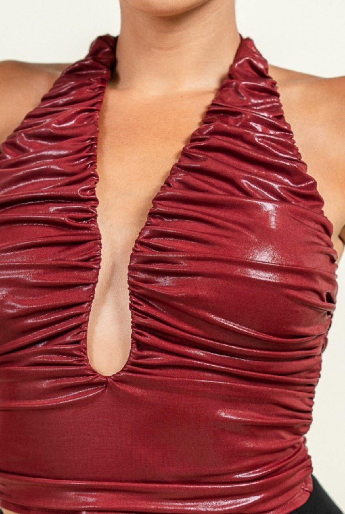 Ruched Halter Crop Top