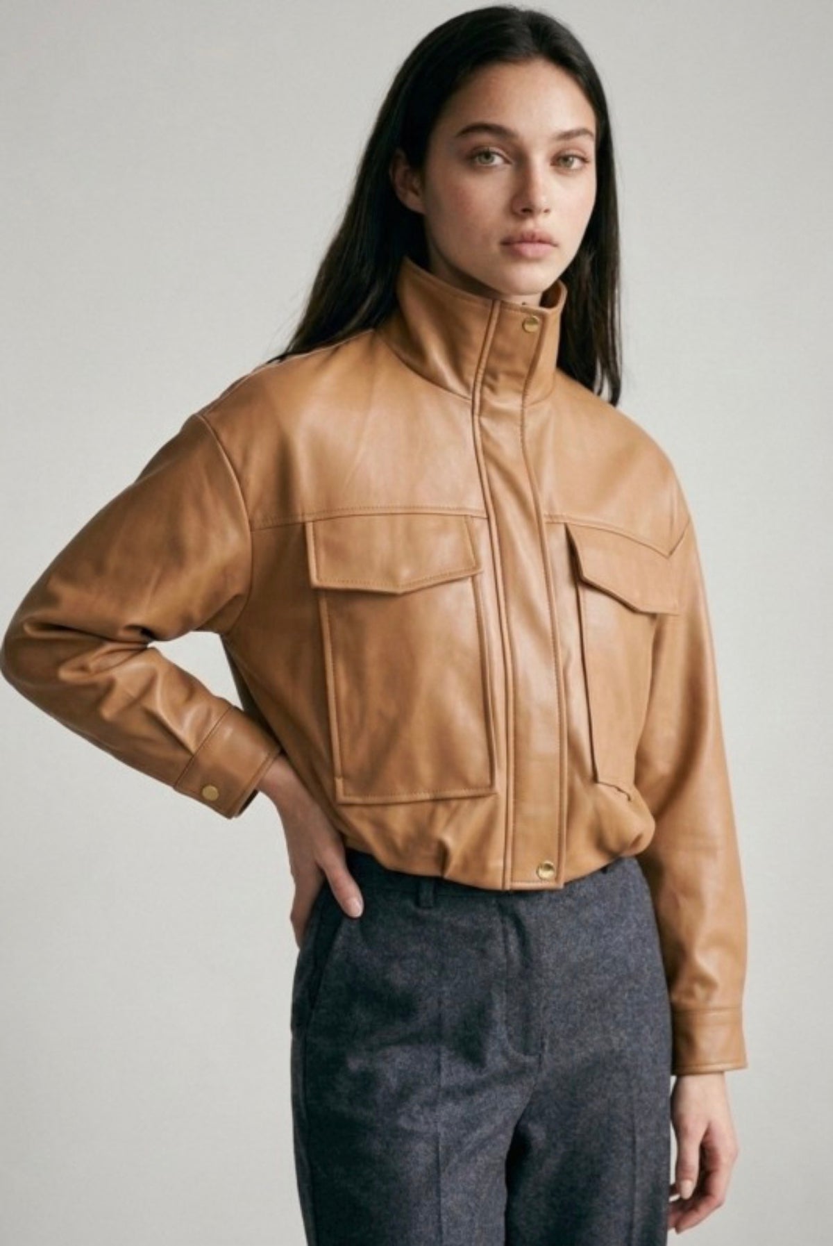 Crop Leather Jacket