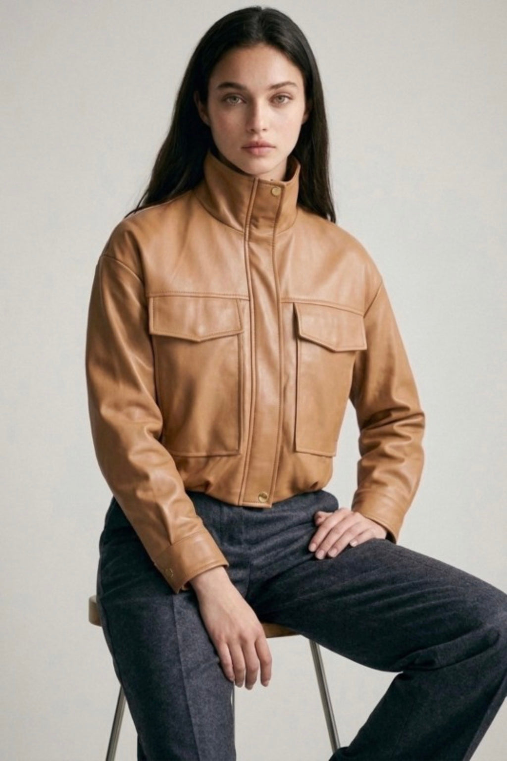 Crop Leather Jacket
