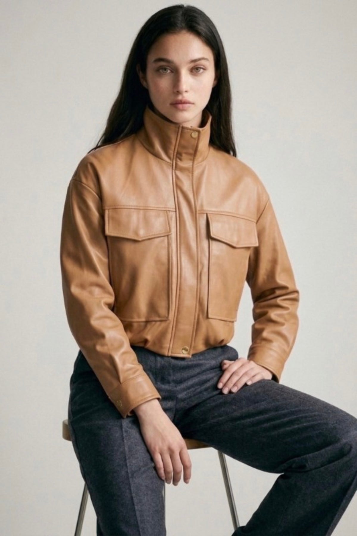 Crop Leather Jacket