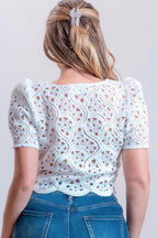 Blusa Bordada de Manga Volumen – Detalles Únicos Daya's Shop