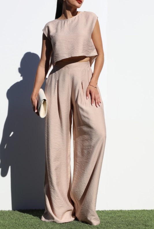 Palazo Pants Set - Beige Color