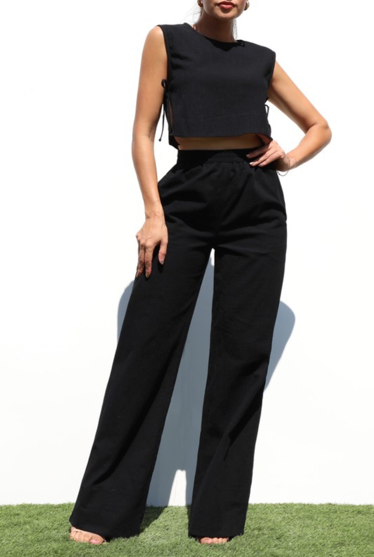 Linen Pants Set - Black