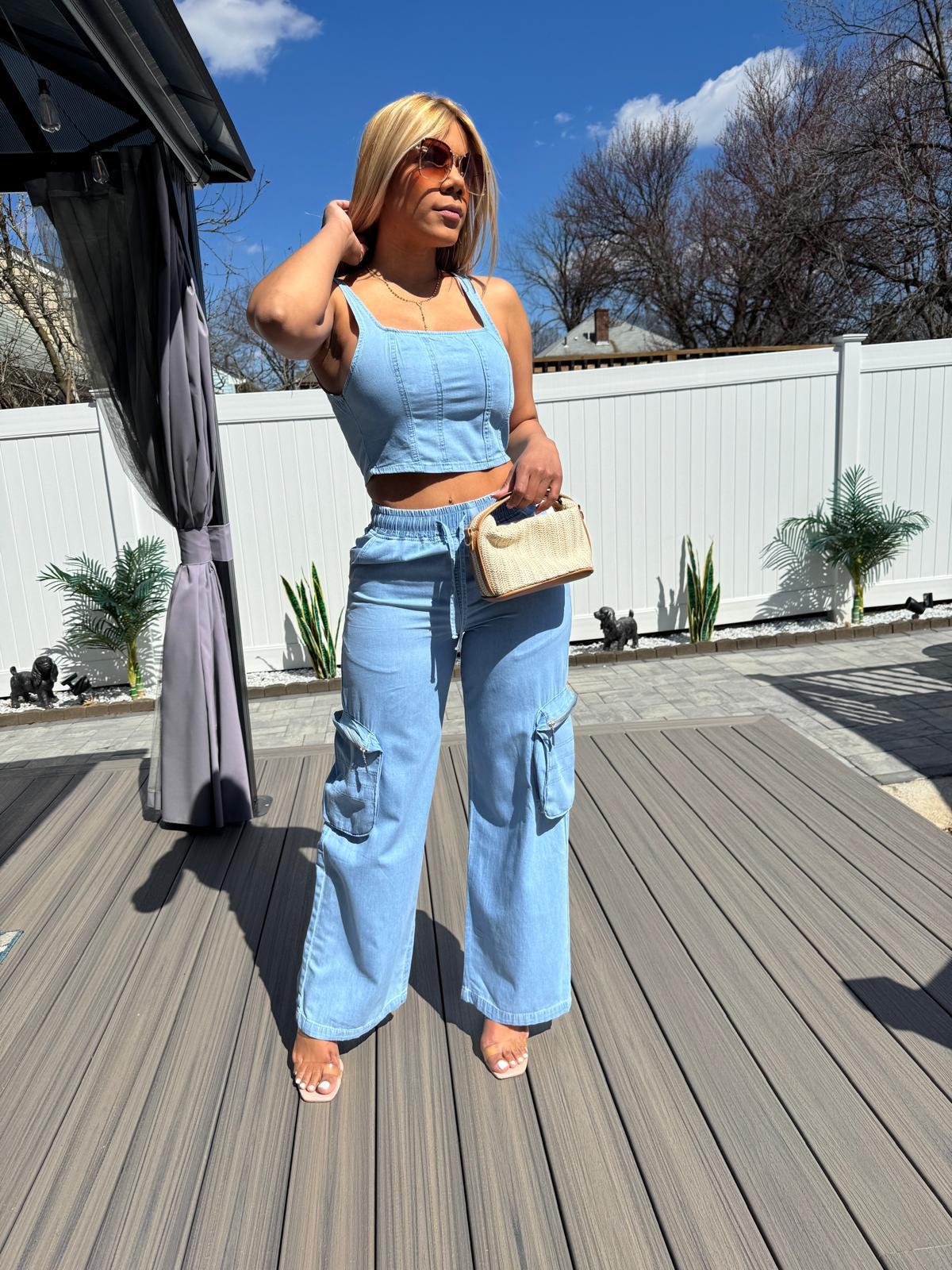 Women's Cargo Jeans Set – Urban Style and Comfort